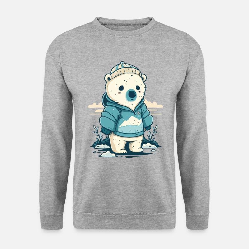 Einsamer kleiner Eisbär - Unisex Pullover - Weißgrau meliert