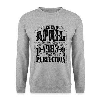 Avril 1983. Anniversaire avril 1983. Cadeau 1983. - Sweat-shirt Unisexe - gris chiné - Devant - Alina (178cm) & Michal (187cm)