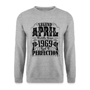 Avril 1969. Anniversaire avril 1969. Cadeau 1969. - Sweat-shirt Unisexe - gris chiné - Devant - Alina (178cm) & Michal (187cm)