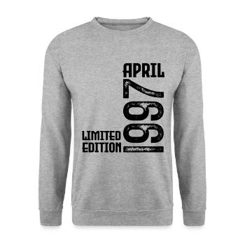 Cadeau Avril 1997. Anniversaire avril 1997. April. - Sweat-shirt Unisexe - gris chiné - Devant - Alina (178cm) & Michal (187cm)