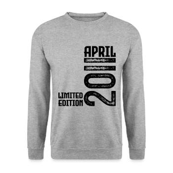 Gift April 2011. Birthday April 2011. April. - Unisex Sweatshirt - salt & pepper - Front - Alina (178cm) & Michal (187cm)