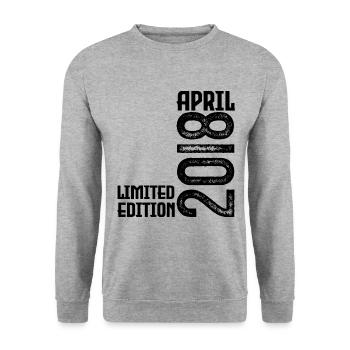 Gift April 2018. Birthday April 2018. April. - Unisex Sweatshirt - salt & pepper - Front - Alina (178cm) & Michal (187cm)