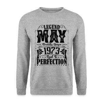 Mai 1973. Anniversaire mai 1973. Cadeau may 1973. - Sweat-shirt Unisexe - gris chiné - Devant - Alina (178cm) & Michal (187cm)