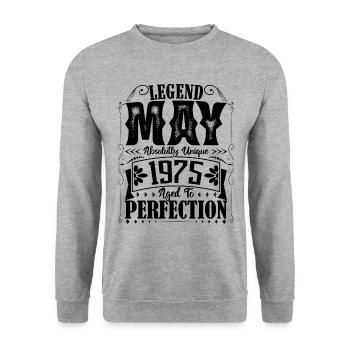 Mai 1975. Anniversaire mai 1975. Cadeau may 1975. - Sweat-shirt Unisexe - gris chiné - Devant - Alina (178cm) & Michal (187cm)