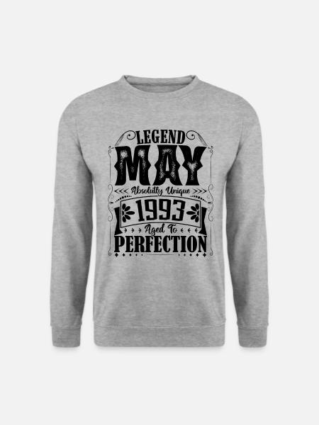 Mai 1993. Jubiläum Mai 1993. Geschenk Mai 1993. - Unisex Pullover - Weißgrau meliert