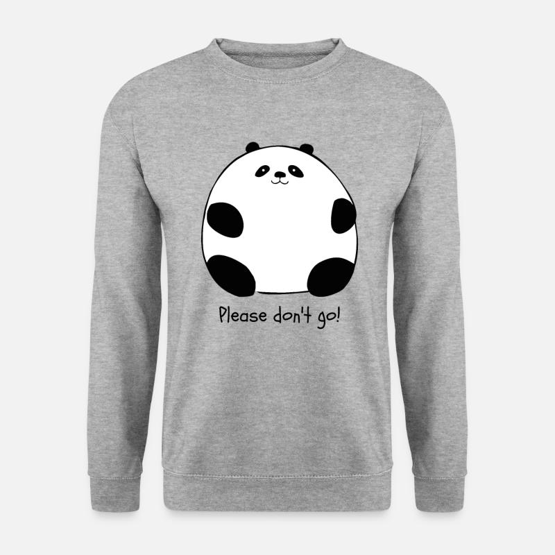Bitte geh nicht – Dicker Panda - Unisex Pullover - Weißgrau meliert