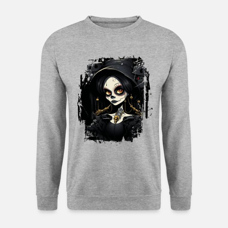 Süßes Gothic-Mädchen - Unisex Pullover - Weißgrau meliert