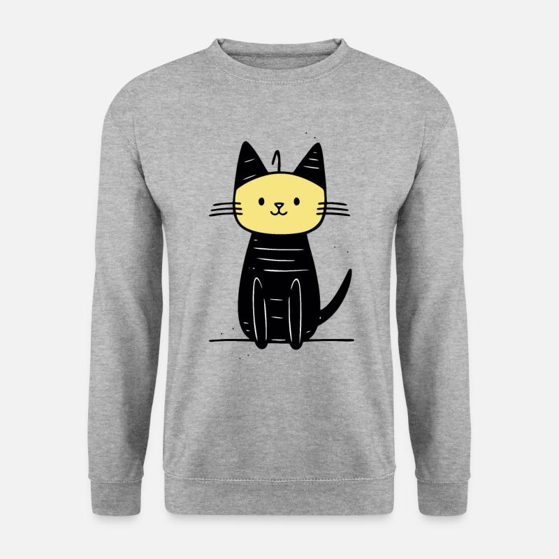 süße Katze - Unisex Pullover - Weißgrau meliert