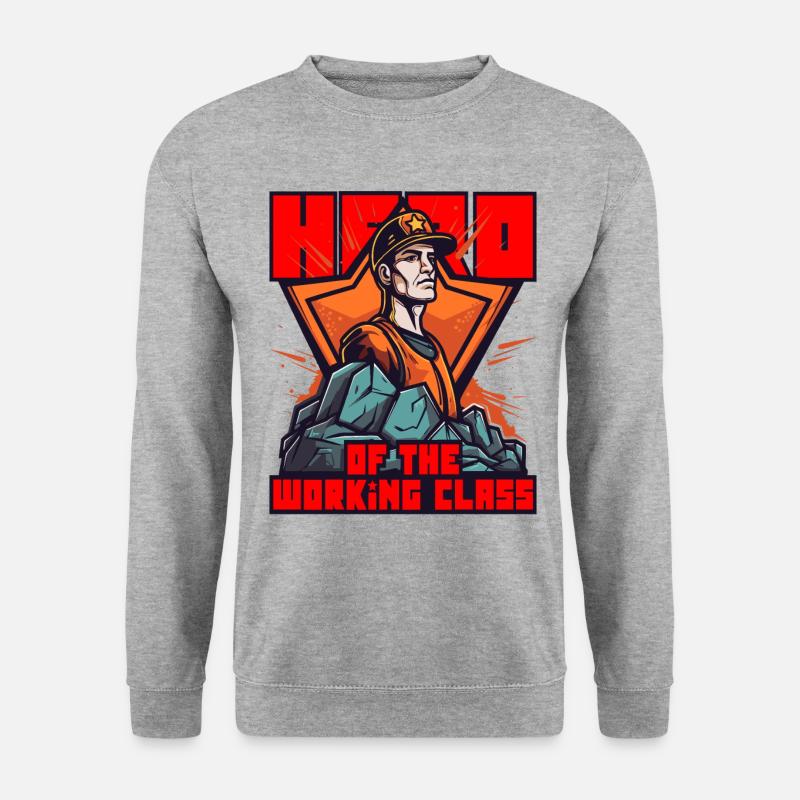 Arbeit und Ehre, der Held der Arbeiterklasse - Unisex Pullover - Weißgrau meliert