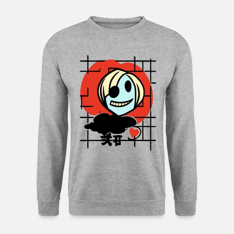 Verrücktes Anime-Mädchen mit Herz - Unisex Pullover - Weißgrau meliert