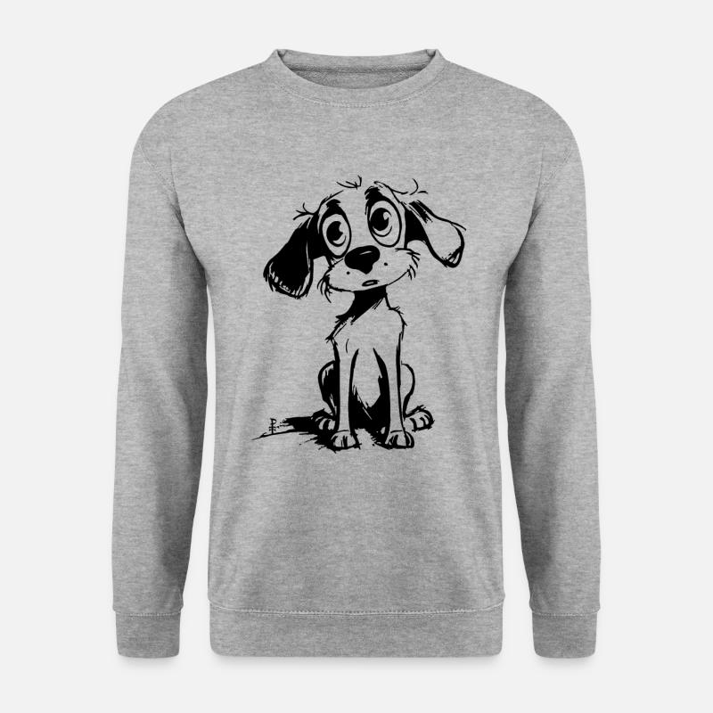 Niedlicher Träumer Streuner Hund - Unisex Pullover - Weißgrau meliert