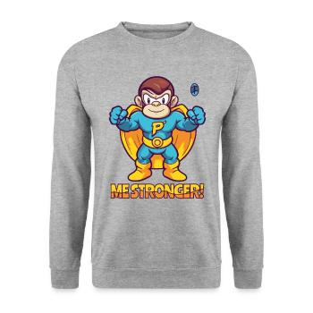 Je suis plus fort ! Singe super-héros de dessin animé - Sweat-shirt Unisexe - gris chiné - Devant - Alina (178cm) & Michal (187cm)