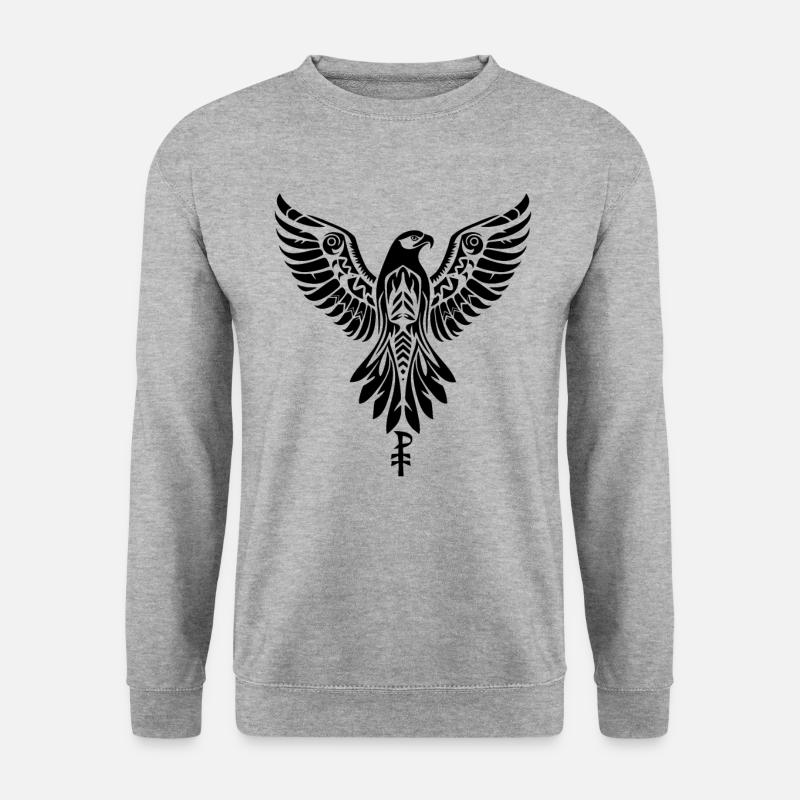 Emblem eines Raubvogels oder Adlers - Unisex Pullover - Weißgrau meliert