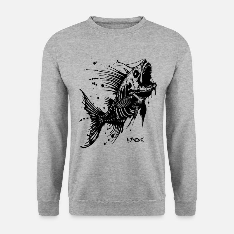 Ein Skelett Fisch - Unisex Pullover - Weißgrau meliert