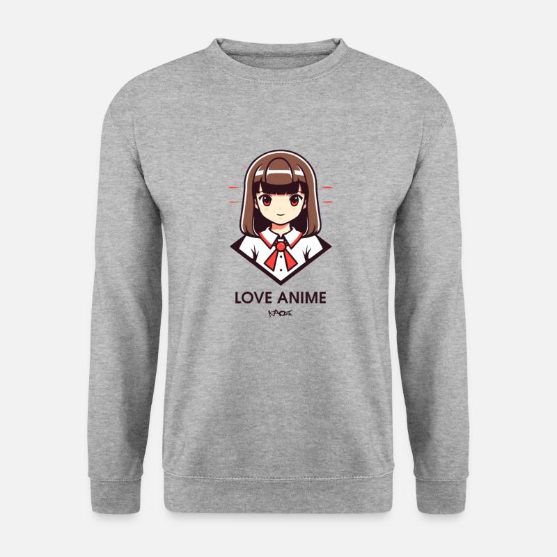 Ich Liebe Anime - Unisex Pullover - Weißgrau meliert