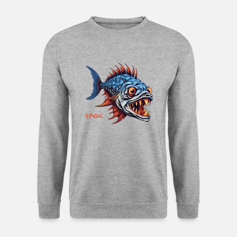 Hunter Predator Fish Cartoon - Unisex Sweatshirt - salt & pepper