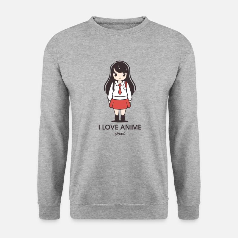 Liebe für Anime - Unisex Pullover - Weißgrau meliert