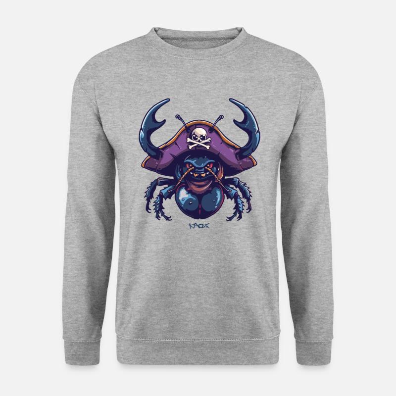 Der erstaunliche Mistkäfer Pirat - Unisex Pullover - Weißgrau meliert