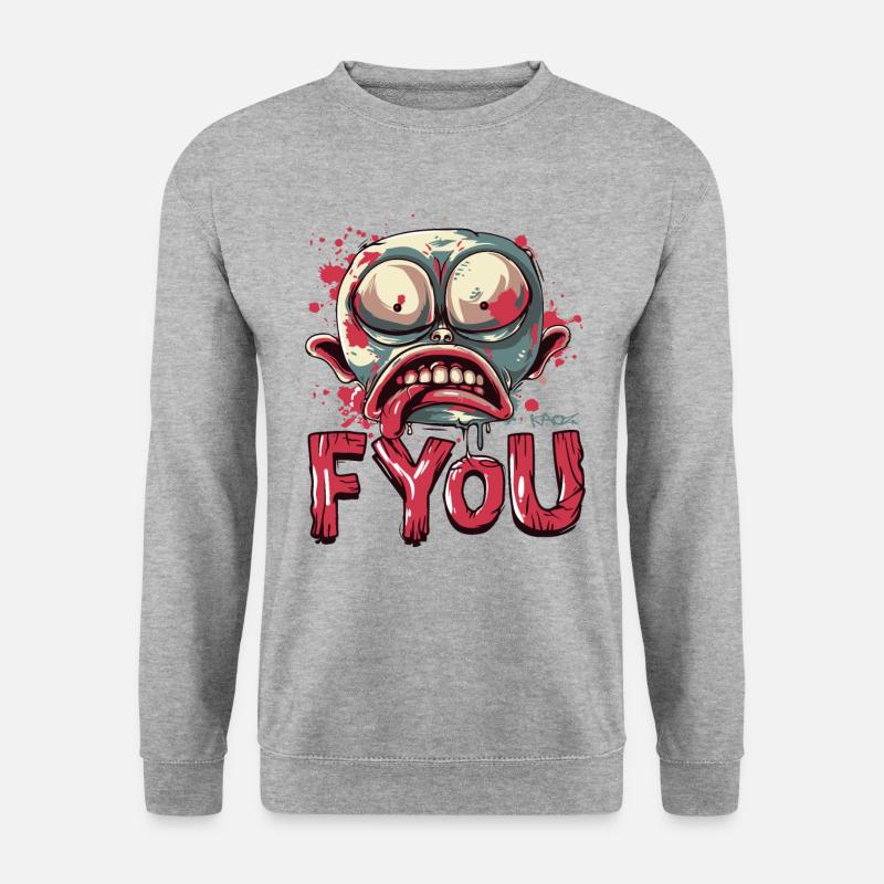 F*** dich, Zombie Gartenzwerg - Unisex Pullover - Weißgrau meliert