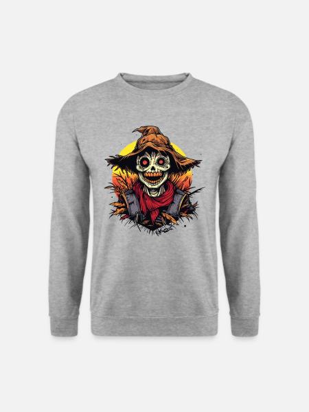 Cartoon-Buch: Vogelscheuche - Unisex Pullover - Weißgrau meliert