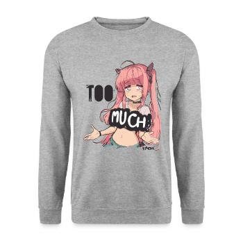 Est-ce trop ? Fille d’anime qui rit - Sweat-shirt Unisexe - gris chiné - Devant - Alina (178cm) & Michal (187cm)