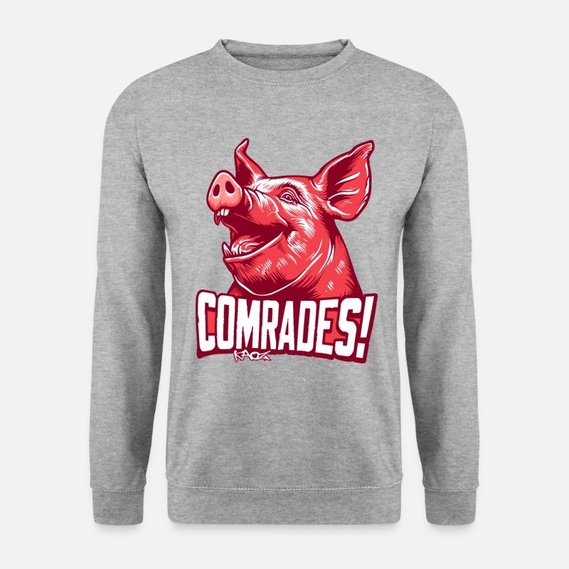 Parodie kommunistisches Genossen Schwein - Unisex Pullover - Weißgrau meliert