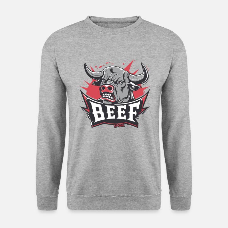 Wütende Kuh oder Stier: Streit - Unisex Pullover - Weißgrau meliert