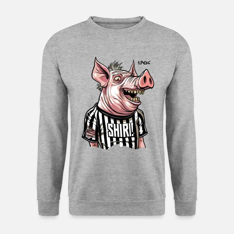 Lustiges Schiedsrichter-Schwein, der Schiri - Unisex Pullover - Weißgrau meliert