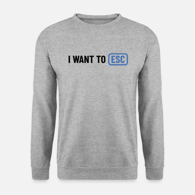 I want to ESC - Informatiker, Entwickler Geschenk - Unisex Pullover - Weißgrau meliert