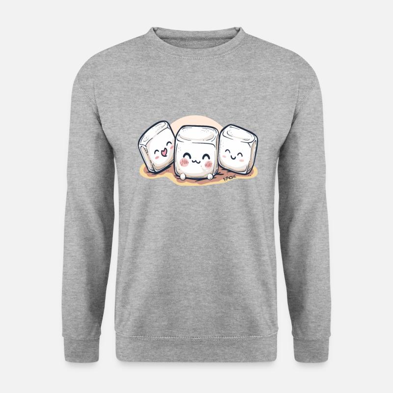 Süße, niedliche Chibi Marshmallows - Unisex Pullover - Weißgrau meliert