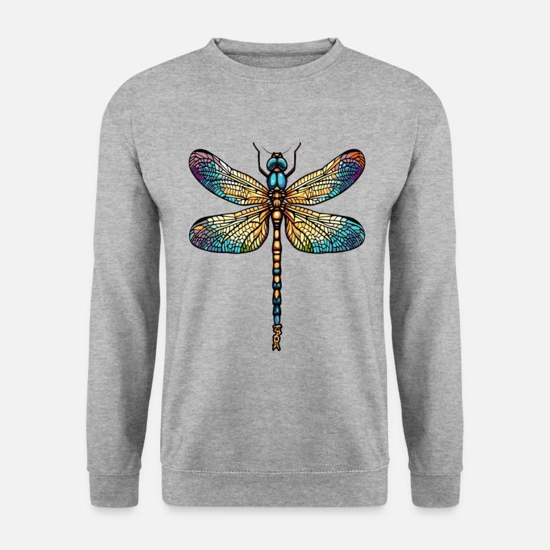 Ein riesige Cartoon Libelle - Unisex Pullover - Weißgrau meliert