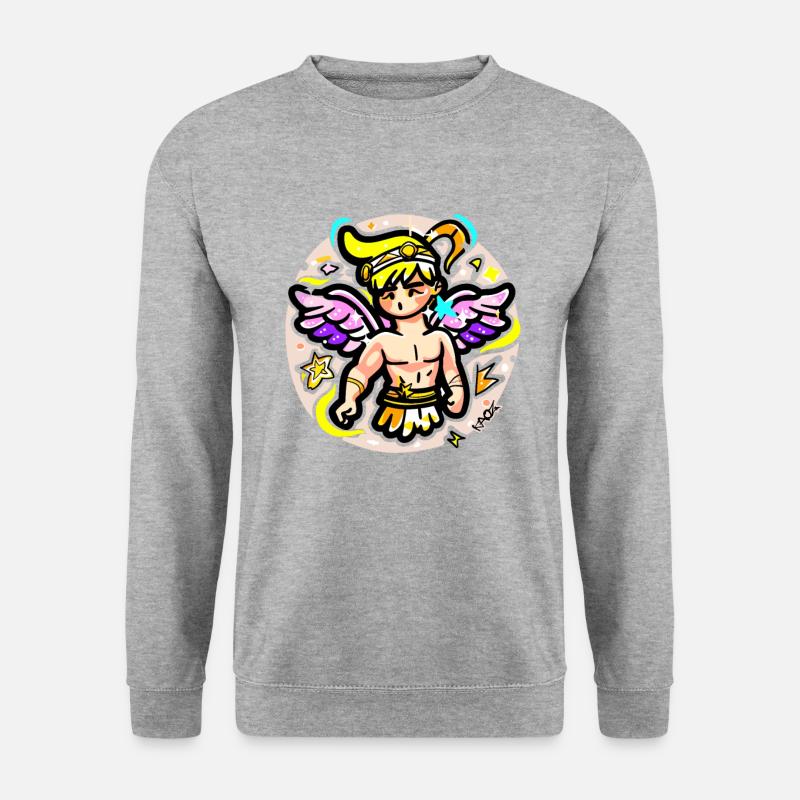 Niedlicher griechischer Gott, süßer Bote Hermes - Unisex Pullover - Weißgrau meliert