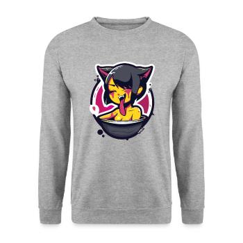Anime kitten girl at bath day - Unisex Sweatshirt - salt & pepper - Front - Alina (178cm) & Michal (187cm)