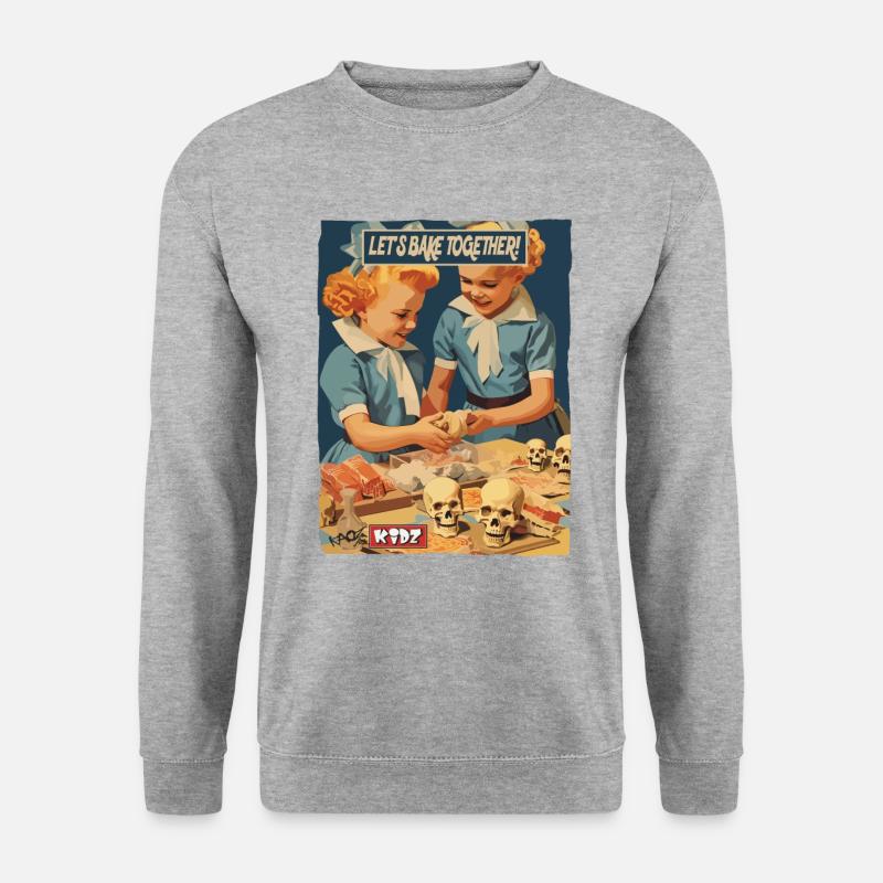 Mädchen backen zusammen in den 1950er Jahren - Unisex Pullover - Weißgrau meliert