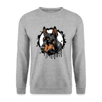 Doberman Dog: Dog Owner - Unisex Sweatshirt - salt & pepper - Front - Alina (178cm) & Michal (187cm)