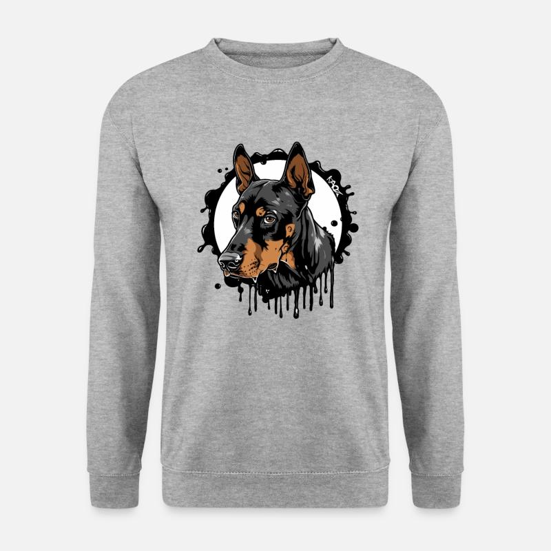 Dobermann Hund: Hundebesitzer - Unisex Pullover - Weißgrau meliert