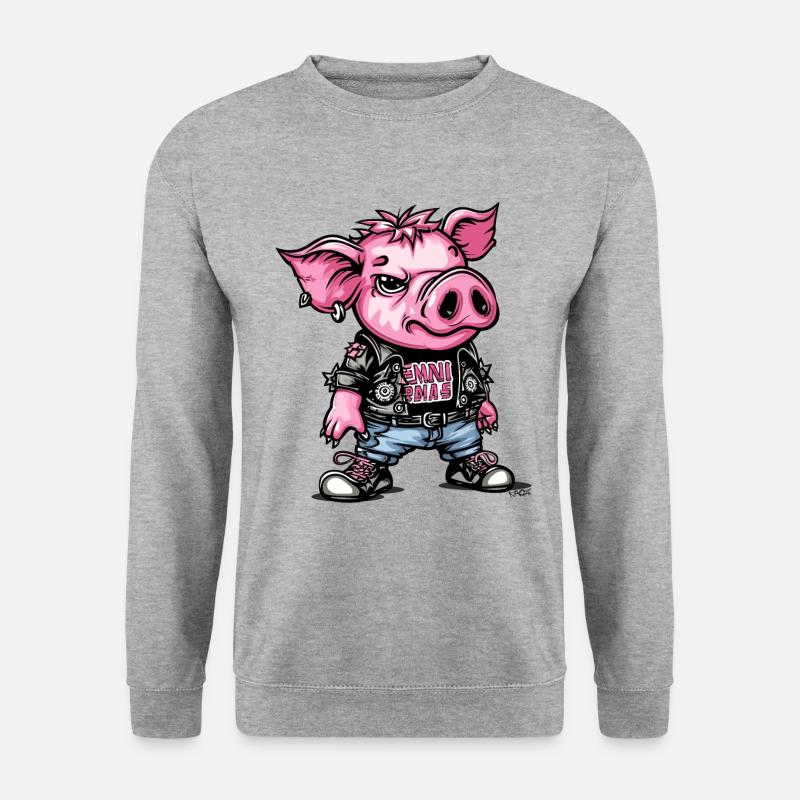 Das Punk Schwein - Unisex Pullover - Weißgrau meliert