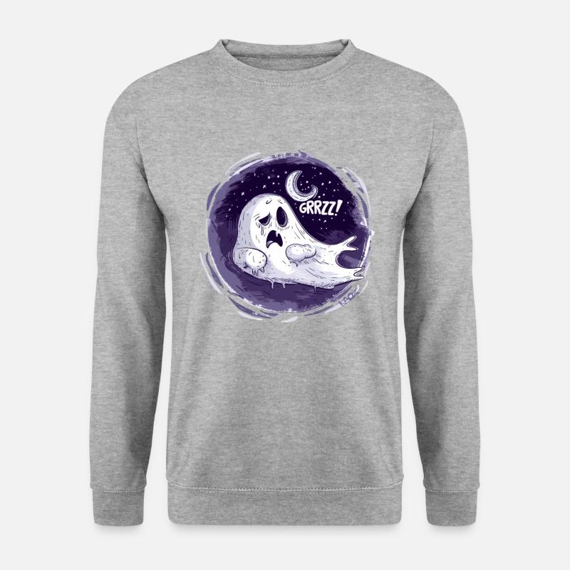 Schlafender Geist auf dem Mond - Unisex Pullover - Weißgrau meliert