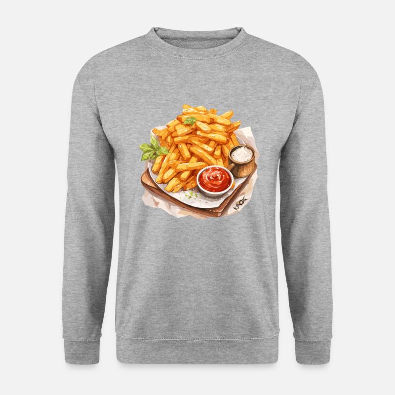 Leckere Pommes - Unisex Pullover - Weißgrau meliert
