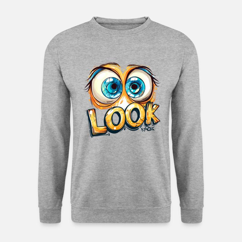 Schau, da sind große Augen - Unisex Pullover - Weißgrau meliert