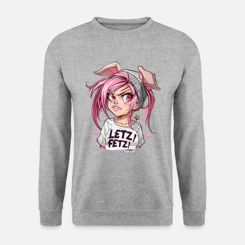 Selbstbewußt und stark, cooles Schweine-Mädchen - Unisex Pullover - Weißgrau meliert