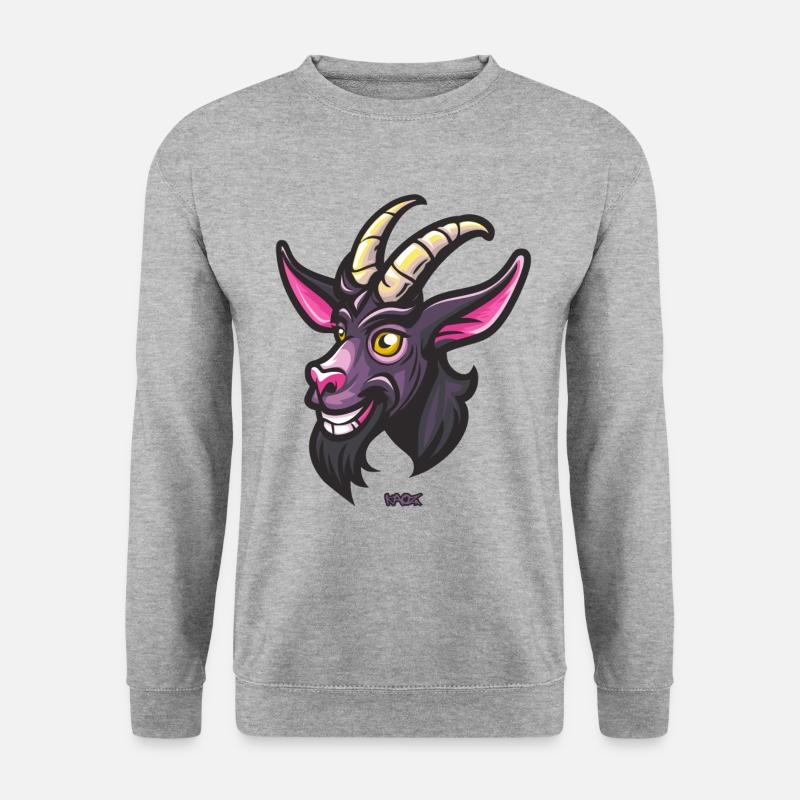 Die fröhliche böse Ziege - Unisex Pullover - Weißgrau meliert