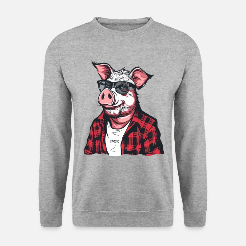Holzfäller-Schwein - Unisex Pullover - Weißgrau meliert