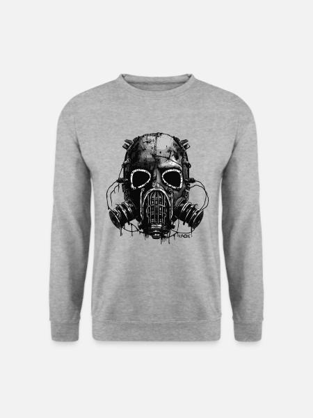 Eine der coolsten Gasmasken - Unisex Pullover - Weißgrau meliert