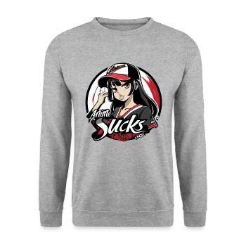 Une fille de baseball pense que l’anime est stupide - Sweat-shirt Unisexe - gris chiné - Devant - Alina (178cm) & Michal (187cm)