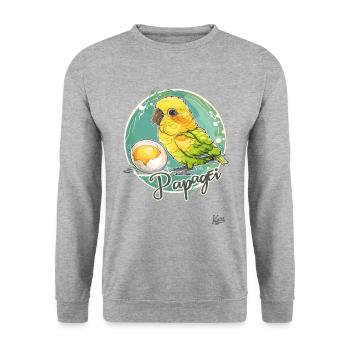 Parrot Egg: Parrot and Egg - Unisex Sweatshirt - salt & pepper - Front - Alina (178cm) & Michal (187cm)
