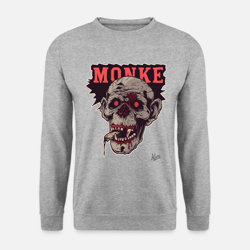 Zombie Affe - Unisex Pullover - Weißgrau meliert