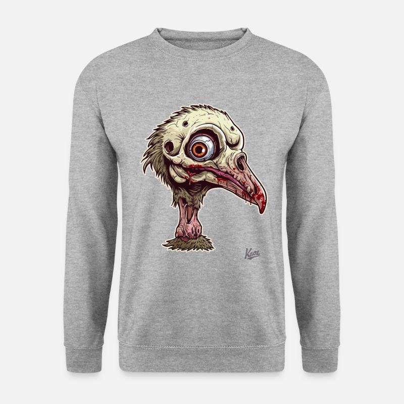 Zombie Straußenvogel Vogel - Unisex Pullover - Weißgrau meliert