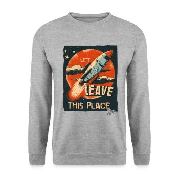 Lass uns mit einer Rakete hier abhauen - Unisex Pullover - Weißgrau meliert - Vorne - Alina (178cm) & Michal (187cm)