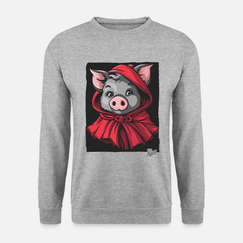 Das Märchen vom kleinen Rotkäppchen-Schwein - Unisex Pullover - Weißgrau meliert